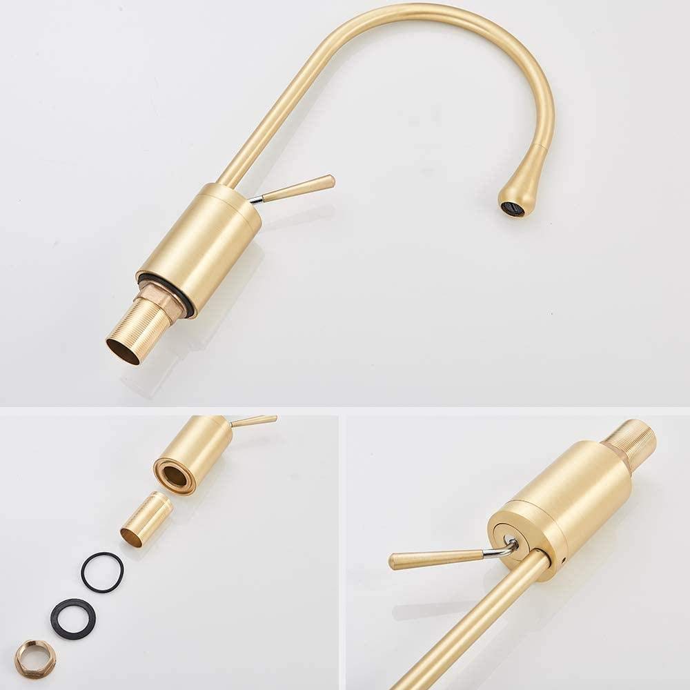 Rubinetto, maniglia singola ruota di 360 compatibile con lavelli da cucina doppi lavelli in ottone dorato, rubinetti dell'acqua calda e fredda