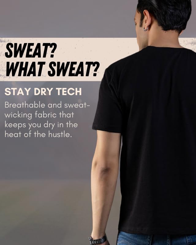Image of Ghumakkad Cotton Blend Half Sleeve Round Neck Sports T Shirt for Men