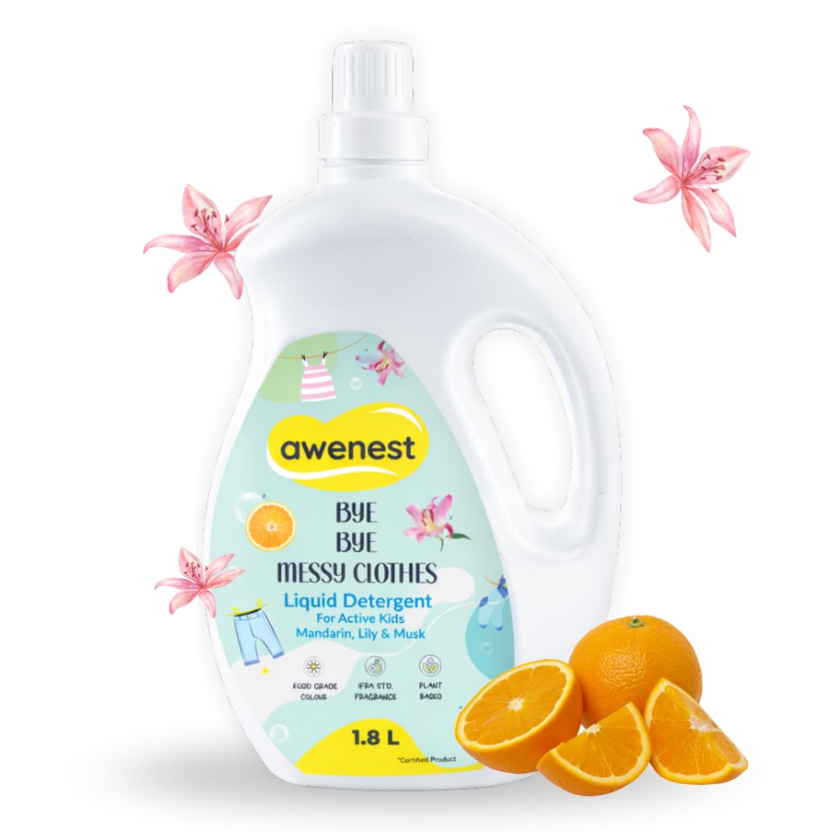 1.8 L Natural Laundry Liquid Detergent | Plant-based Bioactives | Top and Front Load | Organic, Eco-friendly, Biodegradable, Herbal | Removes Tough Stains | Long Lasting Fragrance|Soft Clothes