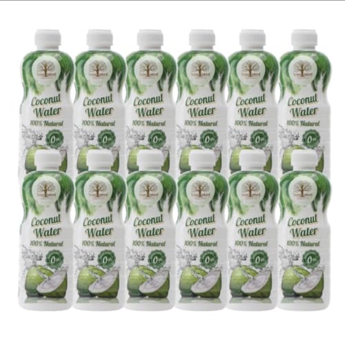 Tesoro Natural Agua de Coco 100% Natural, Pack de 12 Botellas, 1 Litro