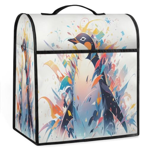 Coffee Maker Cover Colorful Animal Penguin Kitchen Appliance Covers Small Appliance Covers Blender Cover Juicer Cover Dust Covers for Kitchen Appliances with Top Handle and Pockets,Washable,C163