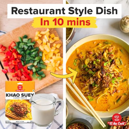 Image of EL The Cook Burmese Khao Suey Curry Paste (Restaurant Style Khowsuey) | Just Add Coconut Milk & Veg or Chicken | Serves 4 each | Ready to Cook | 100% Veg & Natural | 2 x 50g