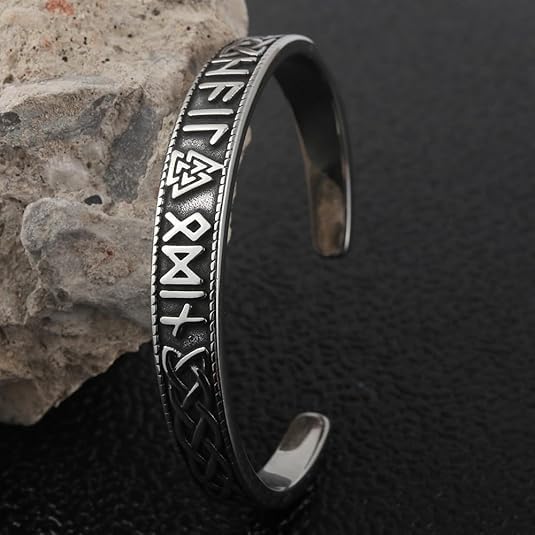 TURTLEDOVE Viking Rune Valknut Bangle, Celtic Knot Bracelet, Norse Pagans Jewelry of Amulet - Image 6
