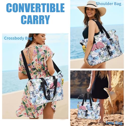 Beach Bags for Women, Large Waterproof Sandproof Swim Pool Bag with Dry Wet Seperated Pocket Utility Tote Bag 6