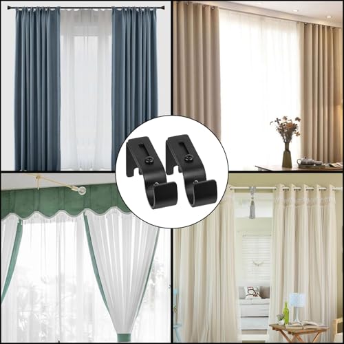 4 STK Gardinenstangen Halterung, Gardinenstange Halterungen, Verstellbare Wandhalterung, Metall Vorhangstange Halterung, Gardinenstangenhalter, für Kleiderstange Gardinenstangen & Zubehör, Schwarz