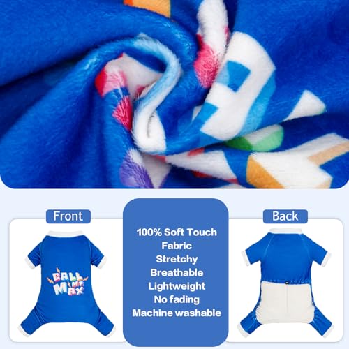Image of CuteBone Soft & Stretchy Dog Pajamas Call Me Max - Cozy Pet Jammies Breathable Jumpsuit for Small Dogs - All-Season Comfy Outfit Easy-On Pullover Design - Keeps Pets Warm & Comfortable P341M