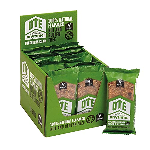 OTE Anytime Bars - Vegan Energy Bars for Cycling - Cycling Nutrition Bars - Nut Free Snacks for Running - Vegan Flapjack Bars - Box of 16 x 62g (Apple and Cinnamon)