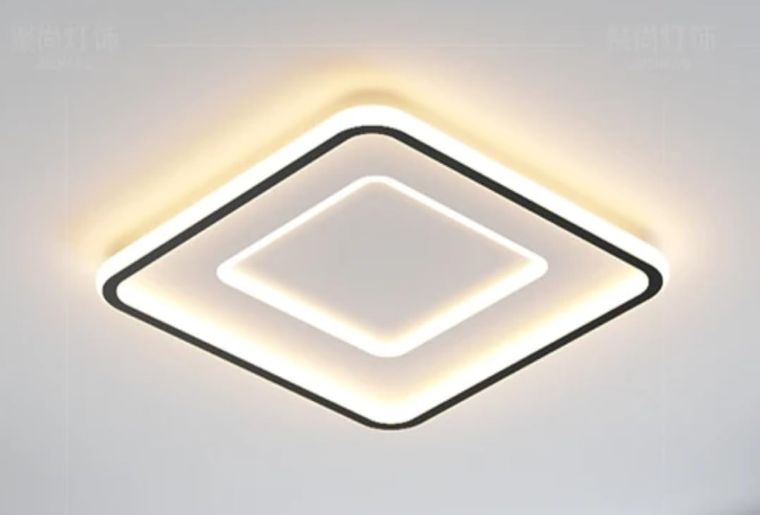 Plafón de Techo Led 60w + 60W con mando a distancia, Regulable 2700K-6500K blanco frío a cálido e intensidad, 12000LM, moderno,plano, cuadrado 48x48cm