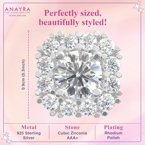 Image of 925 Sterling Silver Stud Earrings for Women | Cubic Zirconia Solitaire Ear Studs | Lightweight Hypoallergenic Anti-Tarnish Daily Wear Jewellery | Gift for Girls, Wife, Girlfriend, Mother, Sister | Birthday, Anniversary, Rakhi