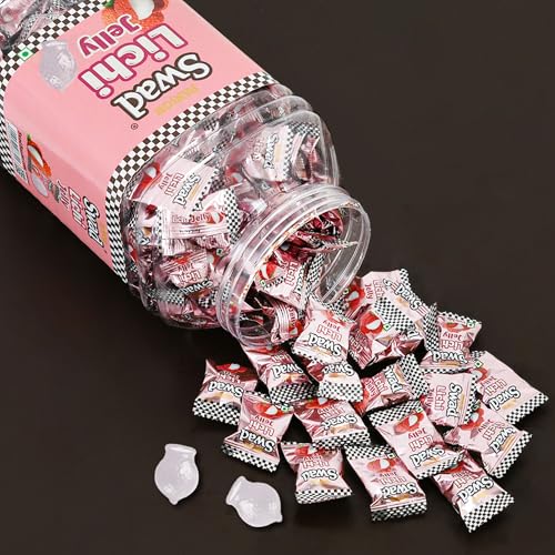 Image of Jelly Candy, Soft & Chewy Assorted Sweets, 640g Jar (Litchi)