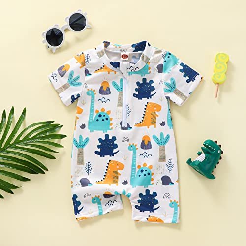 Image of Toddler Boy Girl Short Sleeve One Piece Zipper Swimsuit Watercolor Swimwear Romper Jumpsuit Beach Bathing Suit
