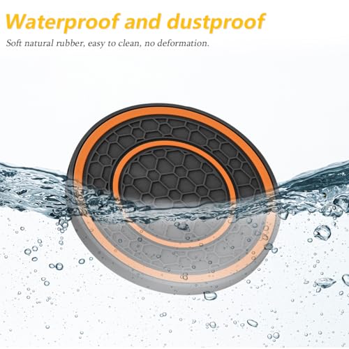 Image of Osilly Car Coasters for Cup Holder, 2.75 Inch No-Slip Anti Dust Insert Coaster, Universal Auto Waterproof Coasters Silicon Insulation Cup Mats for Woman Man, Suit for Vehicle (Black /Orange, 4PCS)