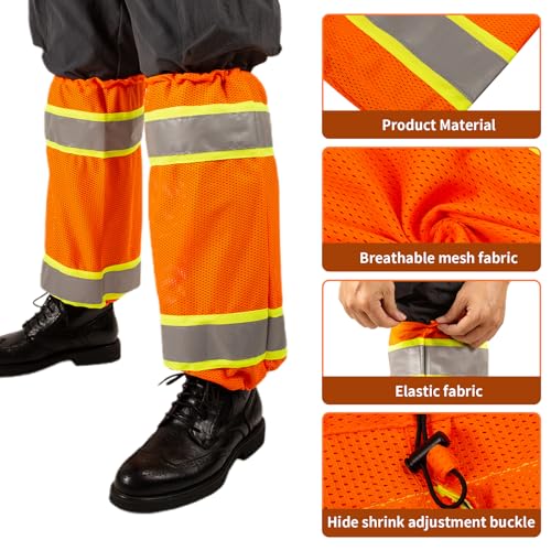High Visibility Reflective Unisex-adult Work Leg Gaiter,Hi Vis Reflective Classic Two-tone Mesh Leg Gaiters4