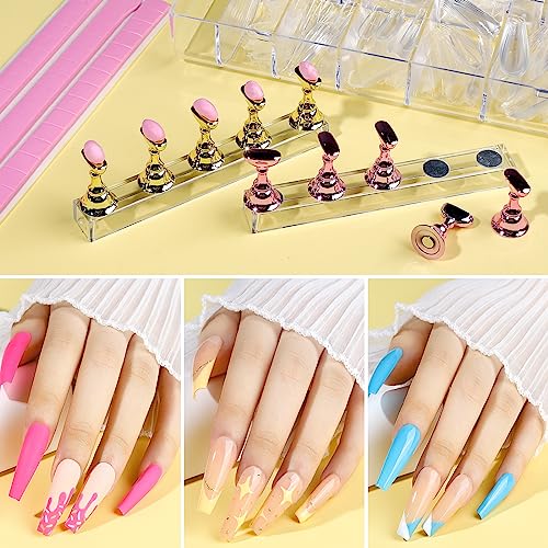 Teenitor Press On Nail Kit - Clear Coffin Nail Tips, Art Brushes, Dotting Pen, Glitter, Stickers & Rhinestones - Image 4