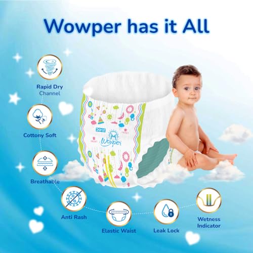 Image of Wowper Baby Diaper Pants | 234 Small Size | Wetness Indicator | Anti Rash |up to 12 hrs Absorption | 4-8 Kg | Super Soft Diapers