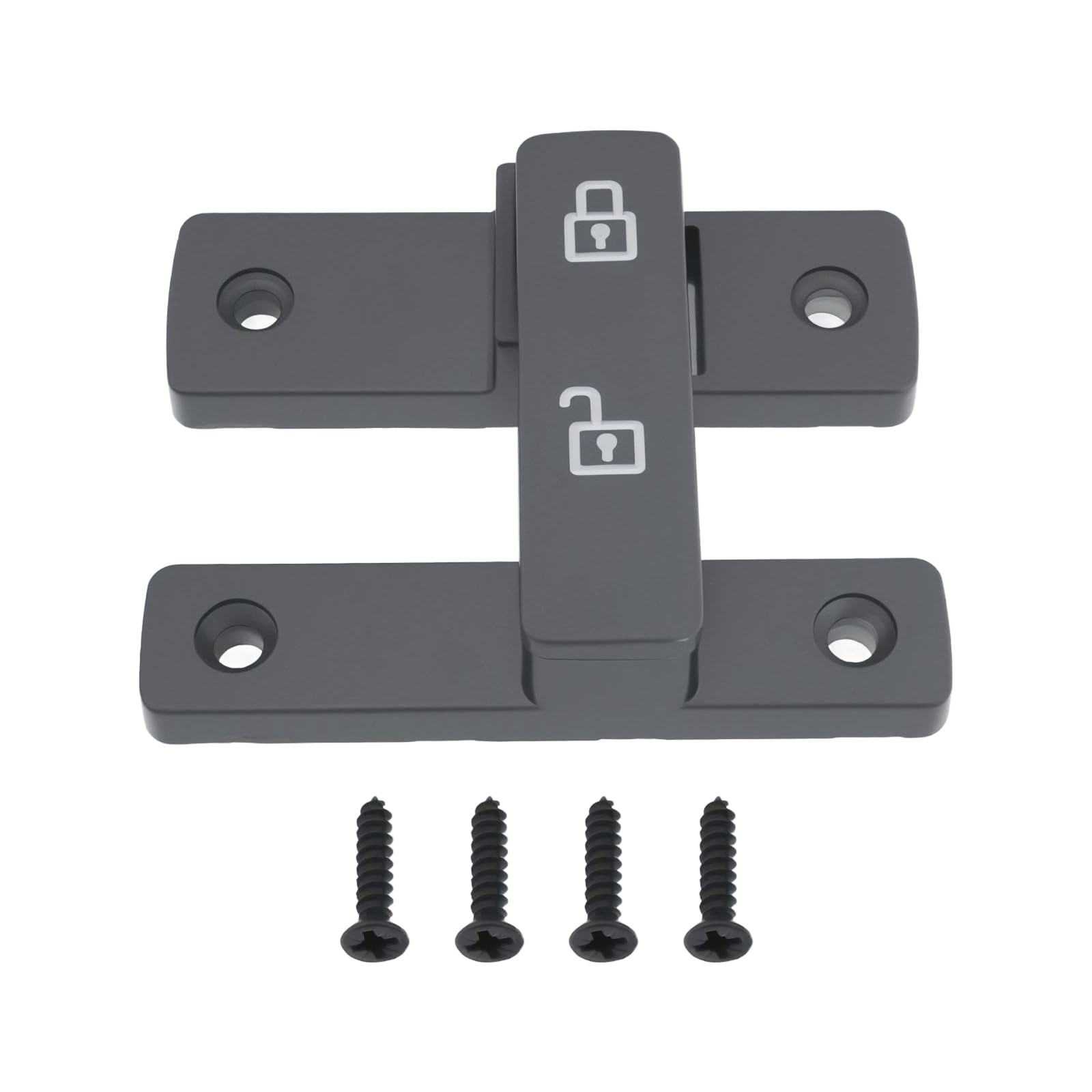EMSea Grey Luminous Barn Door Lock 180 Degrees Surface Mounted Sliding Lock for Wooden Metal Aluminum Door 84x63x18mm