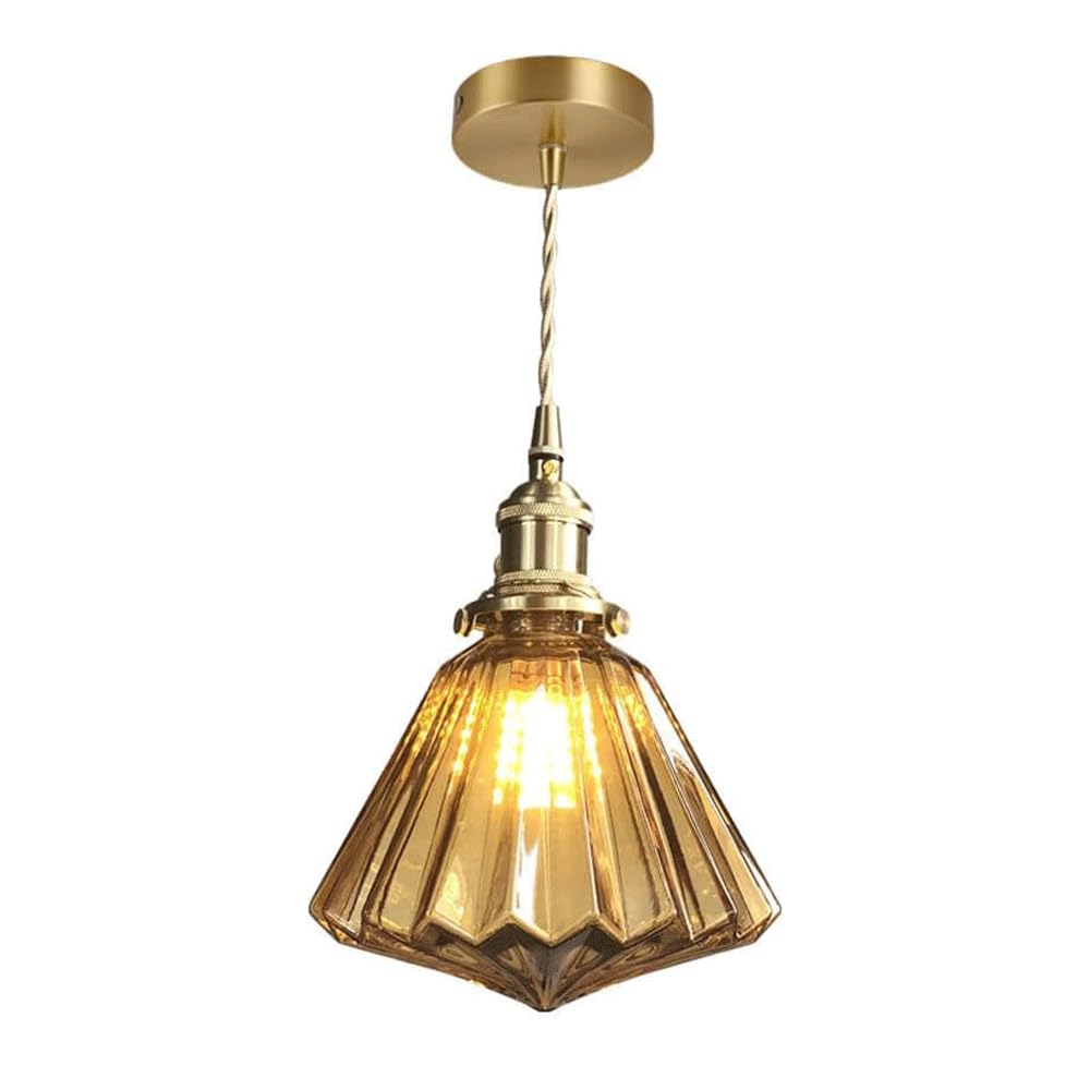 HXYSXHJUO Vintage Hallway Entrance Light Creative Brass Glass Pendant Lamp Honeycomb Ball Hanging Fixtures Lighting Drop Ceiling with Clear for Loft Single Chandelier