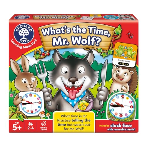 Orchard Toys Whats the Time Mr Wolf Game Educational Game For Children Aged 5+ Teaches Time Telling Includes Moveable Clockface