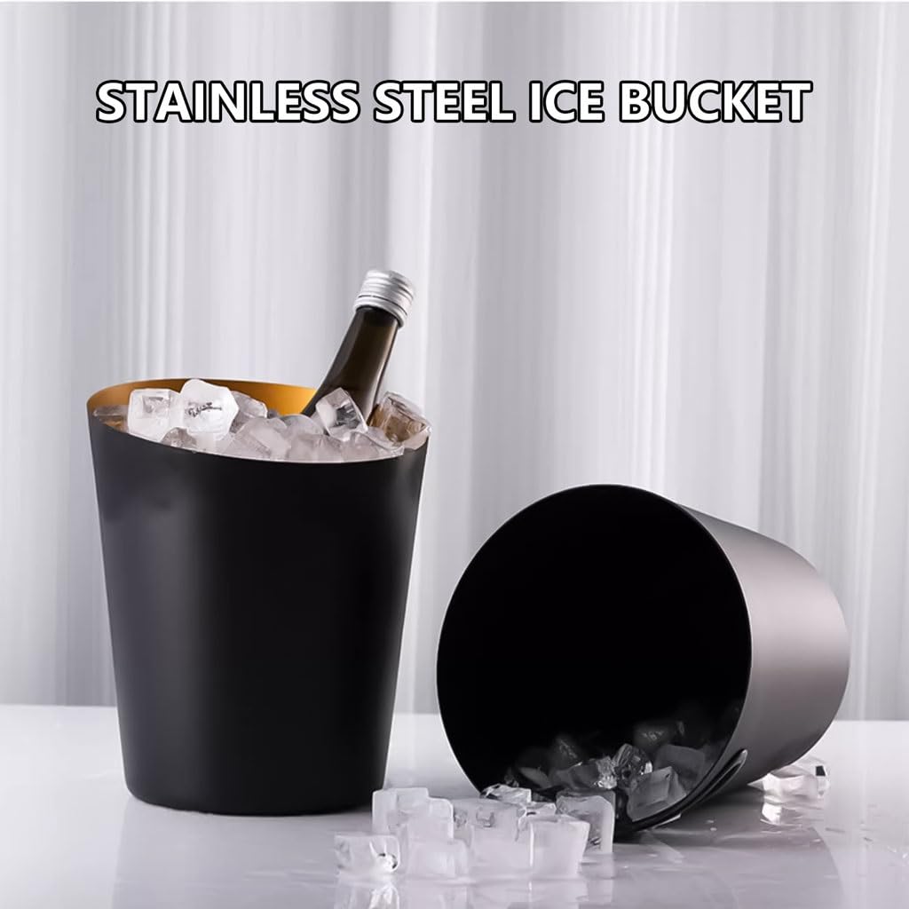 Contenitore Per Ghiaccio In Acciaio Inox 3L Con Coperchio E Pinza – Per Festa E Bar - 2