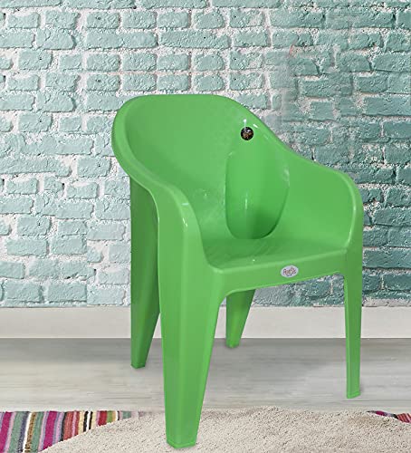 Image of PETALS Plastic Chairs Set of 6 Without Cushion | Arm Chair for Drawing /Living Room | Armchairs for Home /Office /Garden /Indoor & Outdoor | Cap Upto 150 Kgs | Green, 6 Pcs, Bravo | 3 Years Warranty