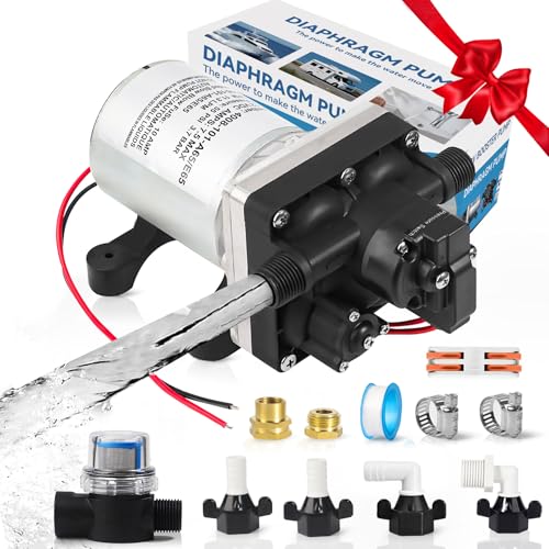Image of 12V RV Water Pump 4008-101-A65 /E65 | 3.0 GPM - 55 PSI | Camper RV Water Pump | Self-Priming & Quiet Diaphragm Pump | Thermal Protection & Dry Run Safe (4008-101-A65 /E65)