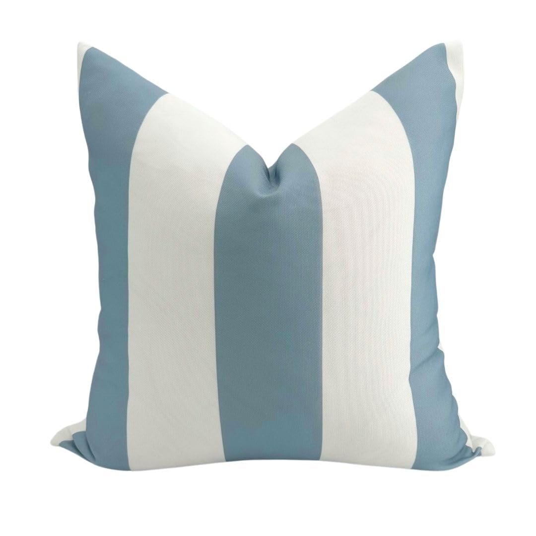 Jillien Harbor Cabana Coastal Pillow Cover Indoor Outdoor Blue and White Striped Pillow Cover Throw Pillow for Home