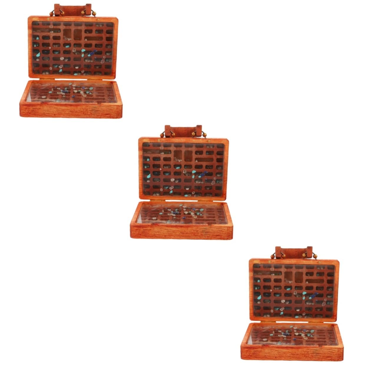 SOIMISS 3pezzi Scatola Organizer Per Pietre e Minerali Legno Con Scomparti Custodia Per Collezione Di Cristalli e Decorazioni Design Elegante e Funzionale Per Appassionati Di Gemme