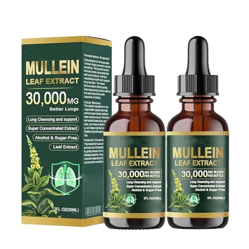 2pcs Lungenreinigungs Tropfen aus Königskerzenblatt Extrakt Natürlich Piguiay königskerze Blattextrakt 30000 MG für Jeden Geeignet 30ml