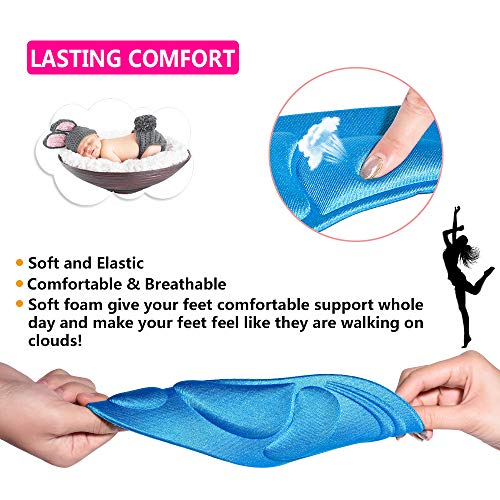 Image of Shoe Insoles Women, (2 Pairs Blue) Arch Support Insoles Breathable, New Material, 5D Sponge Barefoot Comfort Insoles and High Heel Inserts, for Massaging, Arch Pain and Foot Pain Relieve