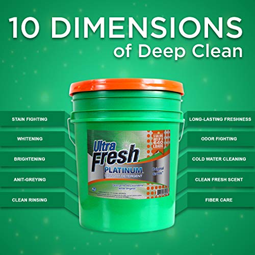 Ultra Fresh UFPGREGL Platinum Original Green Liquid Laundry Detergent, 5 gal, 640 oz (4-(5 gal, 640 Ounce))