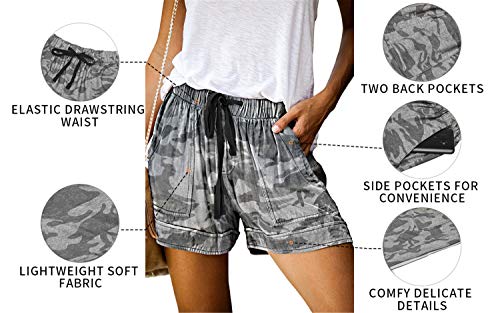 Image of KISSMODA Womens Summer Shorts Leopard /Camo /Solid /Floral Print Elastic Waist Pocketed Casual Pants