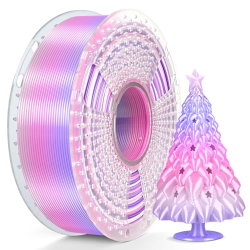 SUNLU Silk Rainbow PLA PLUS Filament, Schneller Farbwechsel alle 8 Meter, Mehrfarbiges Silk PLA+ 3D Druckerfilament, Gesamtlänge 330 Meter, 1KG Spule, Silk Rainbow Filament(Flieder-Violett)