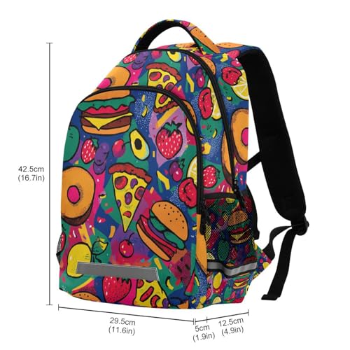 Vibrant Colors Pizza Fruit Burger backpacks for kids school with large bookbag for child mochilas escolares para ni?as de 10 a?os3