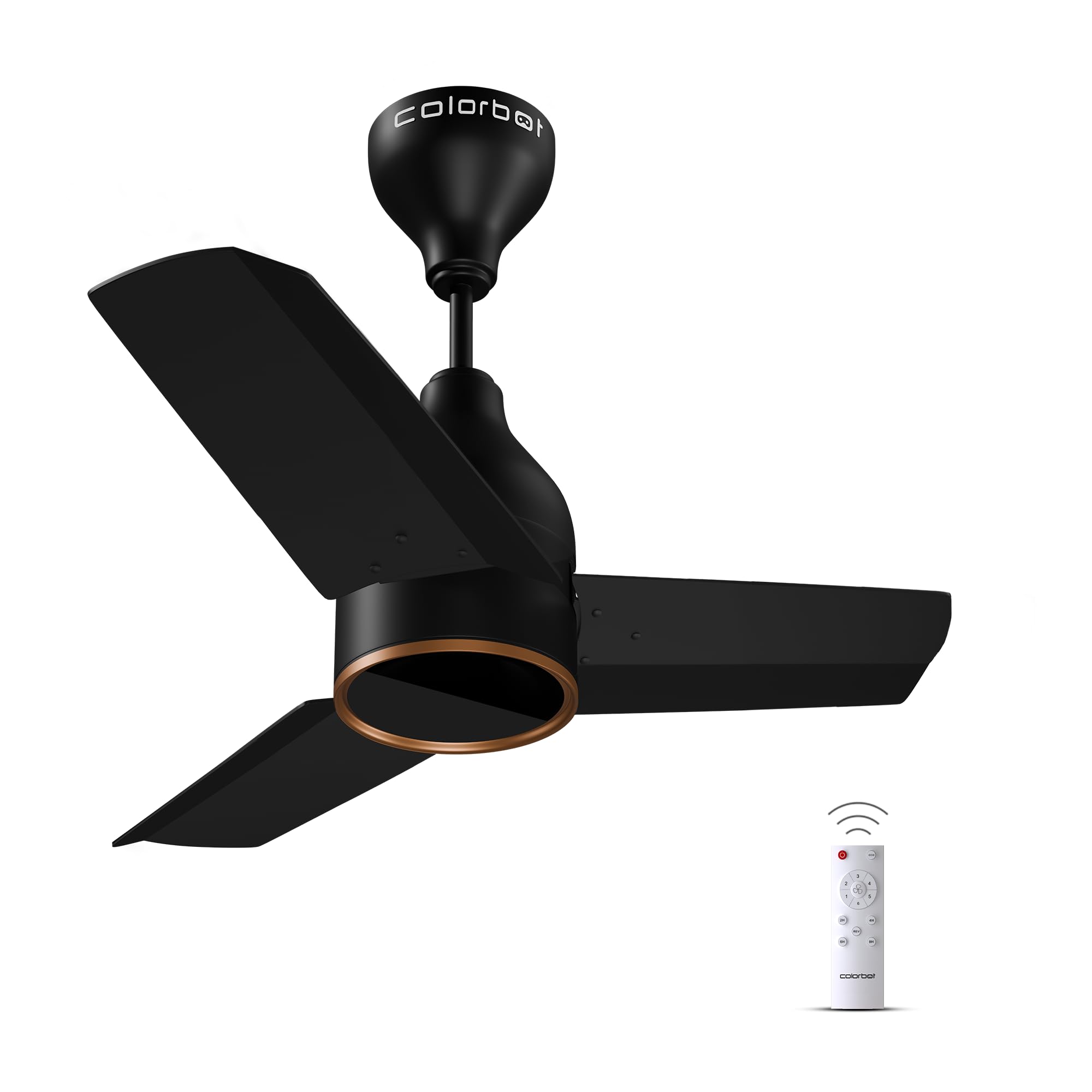 Colorbot Prizma BLDC Ceiling Fans 600mm | BEE 5 Star Rated 850 RPM | Savings up to 67% | Remote Control (Boost, Timer, Reverse Mode) | 4 Years Warranty | Charcoal Black (New Launch)