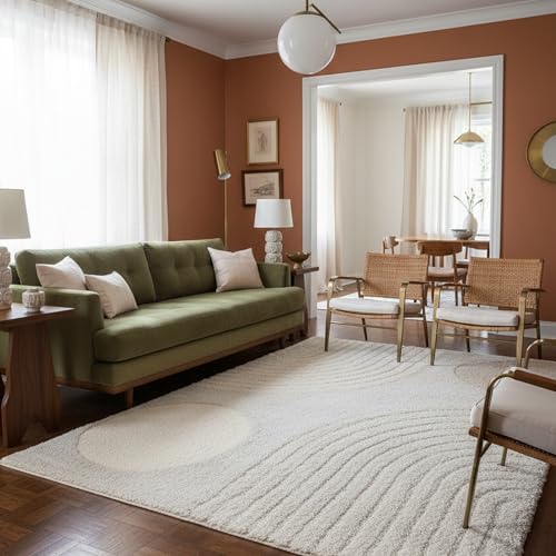 Nuloom Gloria Beige, 3' x 5', Abstract, Shag, Soft and Cozy, Plush, High Traffic, Stain Resistant, Easy Clean, Durable Area Rug for Bedroom, Living Room, Dining Space, Den, Foyer, Entryway