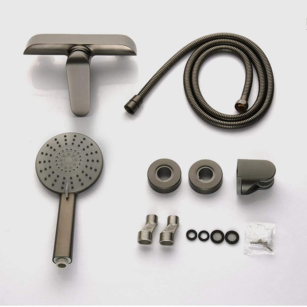 Badarmatur-Set für Badewanne/Dusche, Wandmontage, Kalt- und Warmwasseranschluss, Grau-C, Minze
