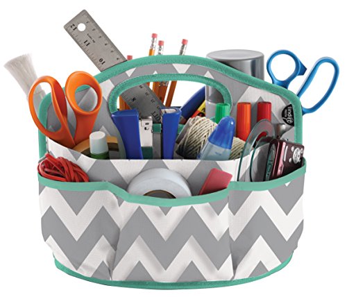 Find-It Supply Caddy, Canvas, 6 Pockets, 6 Compartments, 10 Storage Loops, Grey/White (FT07420)