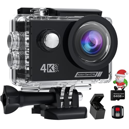 Camlance 4K60 FPS Action Cam mit 64G SD Card, 40M Unterwasserkamera WiFi 170° Helmkamera HD 48MP Wasserdicht Actionkameras EIS mit 2.4G Fernbedienung 2* Akkus Helmhalterung Zubehör Kits Camlance 4K60 FPS Action Cam mit 64G SD Card, 40M Unterwasserkamera WiFi 170° Helmkamera HD 48MP Wasserdicht Actionkameras EIS mit 2.4G Fernbedienung 2* Akkus Helmhalterung Zubehör Kits