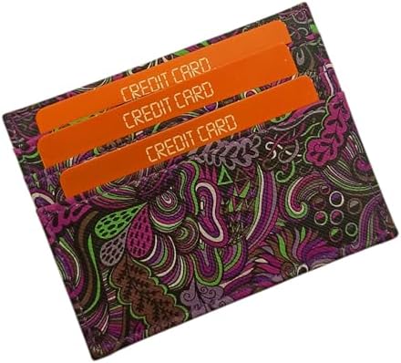 Canlı Tropik Desenli Para Cepli 6'lı Kredi Kartlık, Hafif Tasarım, Suni Deri, Minimalist, Cep ve Çantada Taşımaya Uygun (Trophic Purple) - Görsel 1