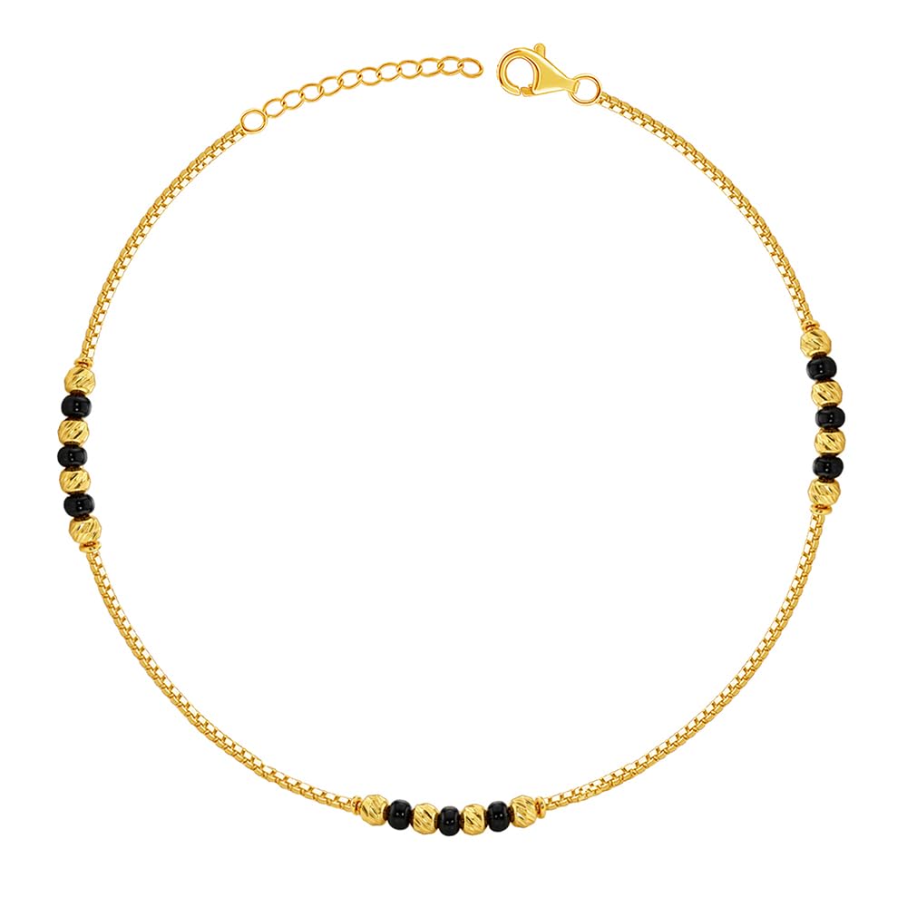 925 Silver Golden Moonlit Beaded Anklet,Single | Gifts for Women and Girls | With Certificate of Authenticity and 925 Stamp | 6 Months Warranty-image-47