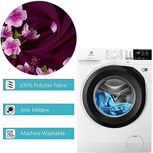 Rideau de douche 180x200cm polyester à motif fleurs roses KnSam - 6