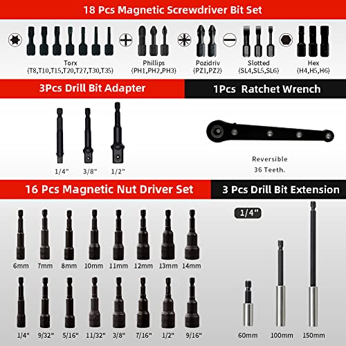 Akm Tool 41Pcs Magnetic Nut Driver Set, 1/4" Quick-Change Hex Shank | Sae & Metric | Cr-V Steel, Magnetic Screwdriver Bit Set W/Drill Bit Extension & Drill Bit Adapter #TOP1