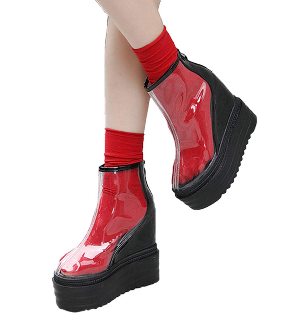 Yaloee Botas de Lluvia Mujer, con Plataforma de plástico Transparente y  tacón Alto, con cuña y Botines de Cristal : Amazon.es: Zapatos y  complementos