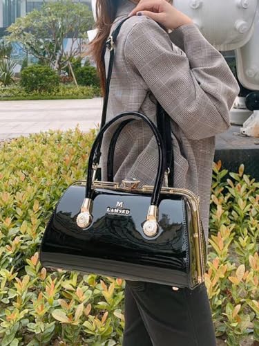 Image of Fashion Leather Women's Top Handle Satchel Crossbody Handbags Diamonds Evening Bag Purses Hard Shoulder Bags | Fashion