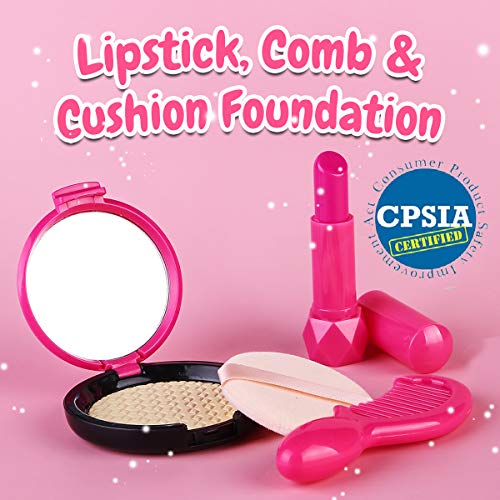 Peertoys Kids Makeup Kit Girls Purse - Cute Pretend Cosmetics Mini Bag Toy Cell Phone Wallet Money Credit Card Accessories Kit Gifts Baby Girl Princess Toddler Ages 3,4,5,6,7,8,9,10,11,12 Years Old #TOP6