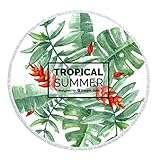  LanS Melon d\'eau Ananas Feuille de Palmier Flamant Rose Couverture de Serviette de Plage Ronde en Microfibre, Motif imprimé personnalisé, séchage Rapide, Couverture de Couverture de Plage Confortable