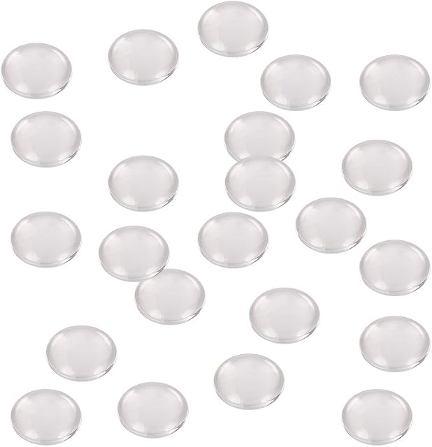 PandaHall 20pcs 14mm Half Round Flat Back Clear Glass Dome Cabochons for Photo Pendant Craft Jewellery Making