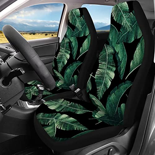 Image of Modysero Banana Leaf Print Car Seat Cover Full Set for Men Women Breathable Soft Full Coverage Auto Seat Covers Custom Elastic Easy Install Car Accessories for Car SUV Truck