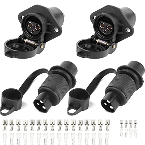 2 Stück 3-polige Anhängerstecker 12V | Wasserdichte Stecker Für LKW & Traktoren