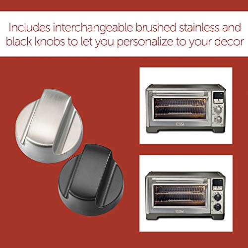 Wolf Gourmet Elite Digital Countertop Convection Toaster Oven with Temperature Probe and 7 Cooking Modes, Stainless Steel, Silver Knobs with Black Knob accessories (WGCO170SR)